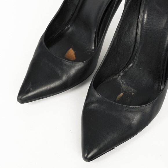 Saint Laurent Black Leather Pointed-Toe Pumps - Picture 6 of 9